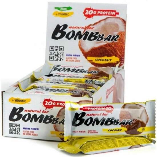 Батончик BOMBBAR , 60 гр, кокос 20шт.