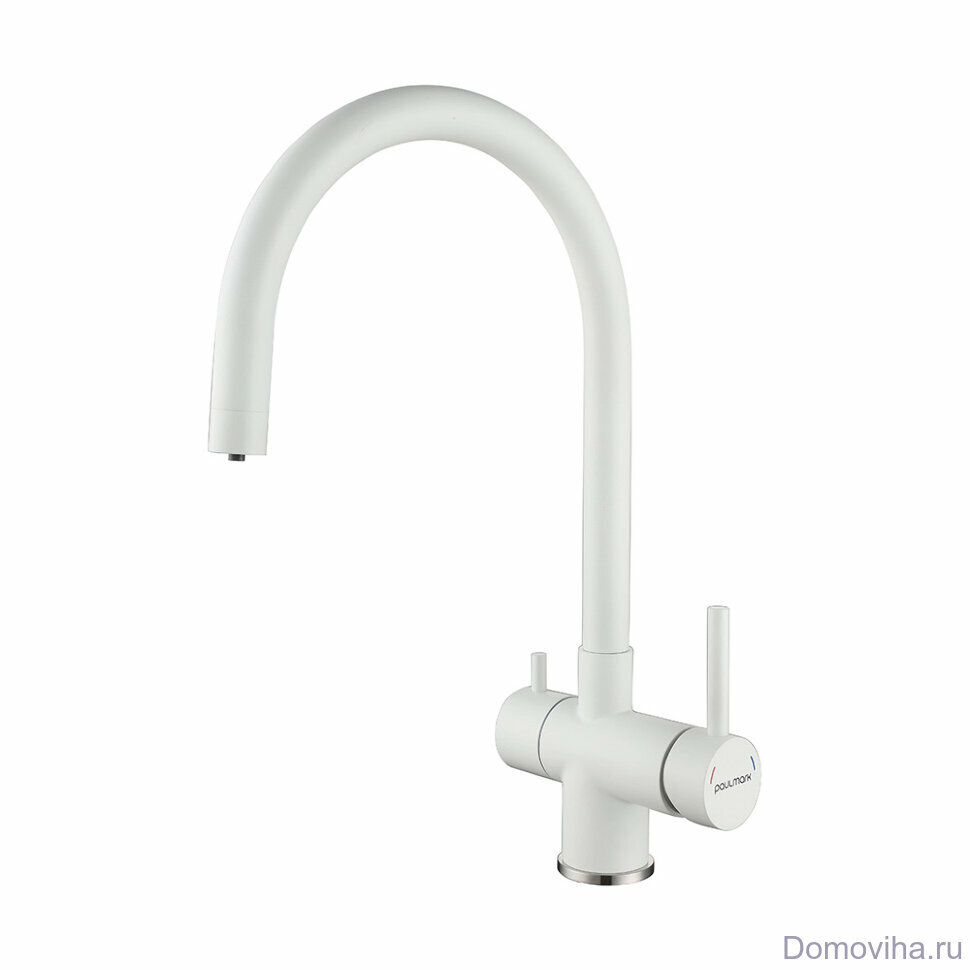 PAULMARK HELLER He213218-431 Смеситель для кухни под фильтр 2 в 1, Белый матовый