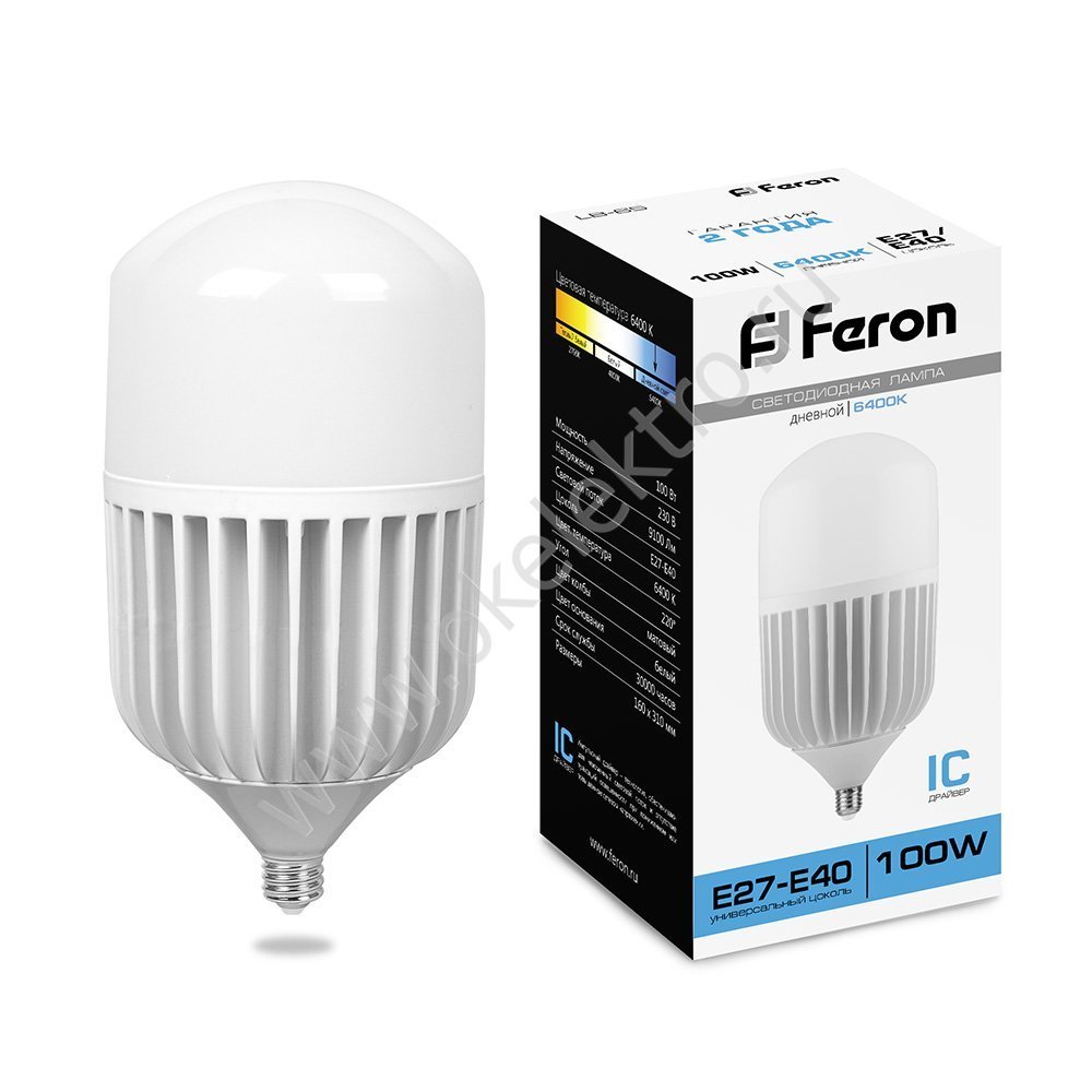 Лампа светодиодная Feron LB-65 E40 100W 6400K