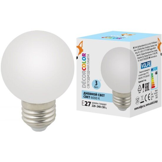 Лампа светодиодная VOLPE UL-00006955 Decor Color E27 G60