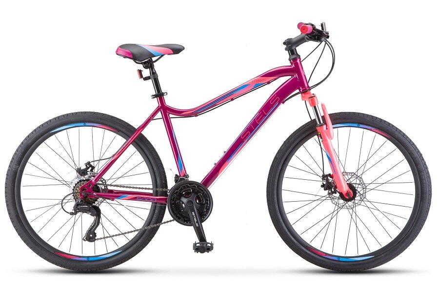 Горный (MTB) велосипед STELS Miss 5000 D 26 V020 (2021) рама 16" Фиолетовый/розовый