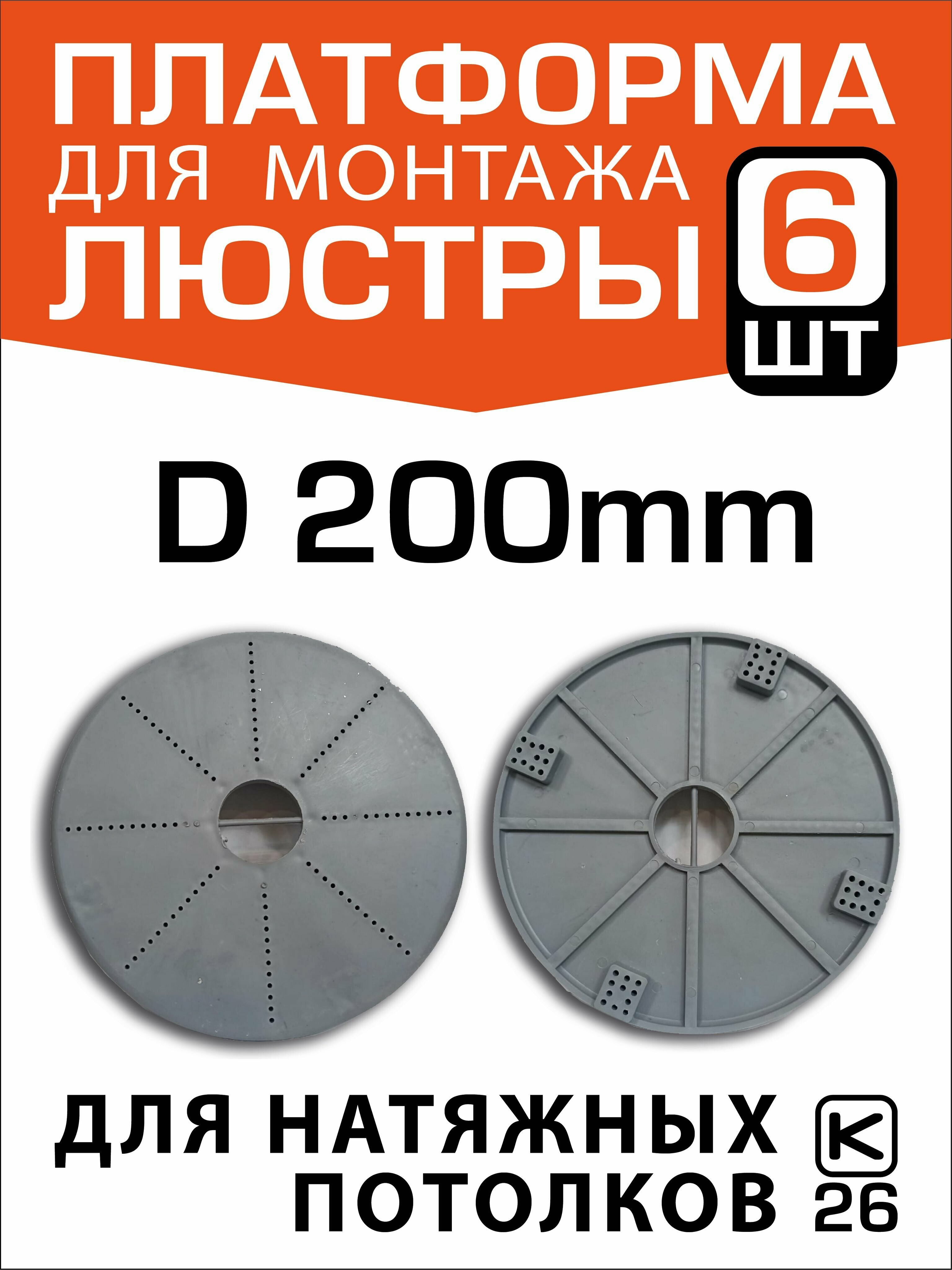 Платформа (закладная) для монтажа люстры на натяжном потолке D200 (6 штук) - фотография № 1