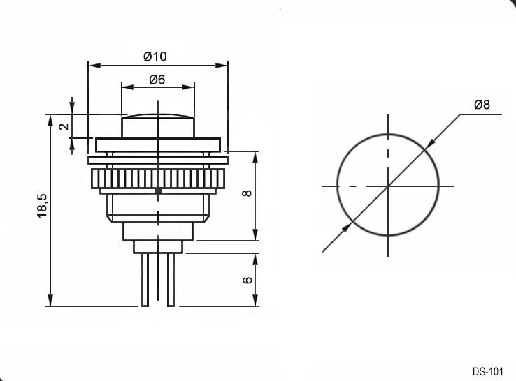 DS-101 OFF-(ON) Переключатель кнопочный (красный) - фотография № 2