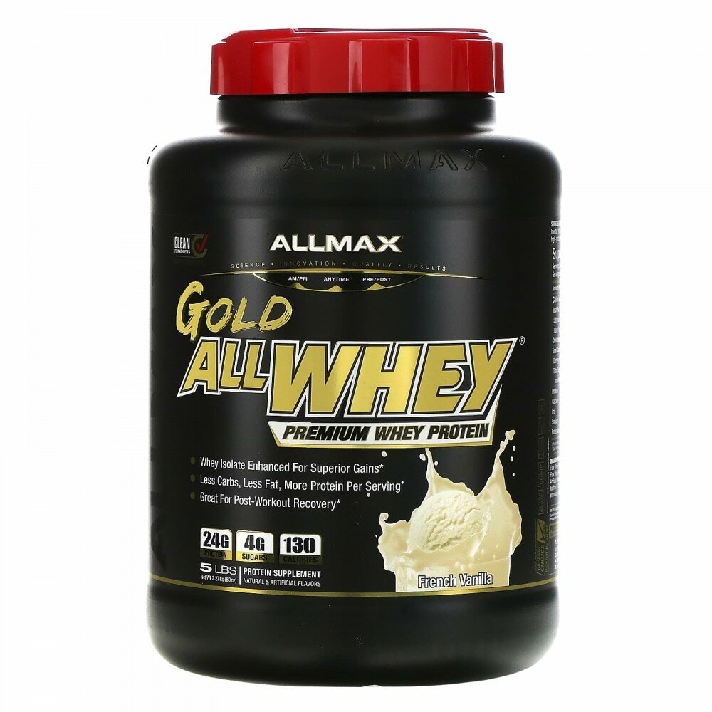 ALLMAX, Gold AllWhey, 100% Premium Whey Protein, French Vanilla, 5 lbs. (2.27 kg)