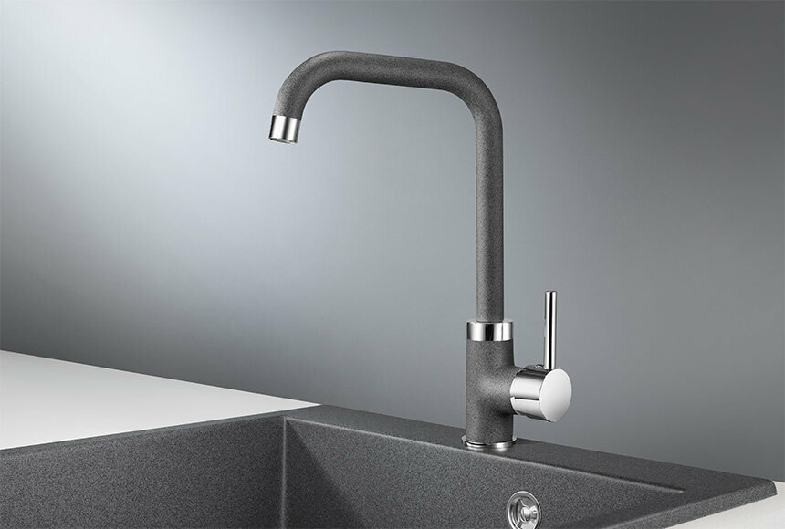 Кухонный смеситель GRANULA 0041, графит (чёрно-серый)