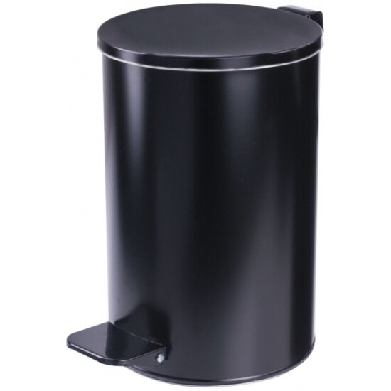 Ведро-контейнер для мусора с педалью титан-gs усиленное, 10 л, кольцо под мешок, черное, оцинкованная сталь
