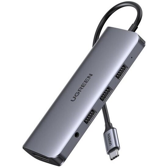 Хаб (разветвитель) Ugreen 10 в 1, 3 x USB 3.0, HDMI, VGA, RJ45, SD/TF, Jack 3,5 mm, PD