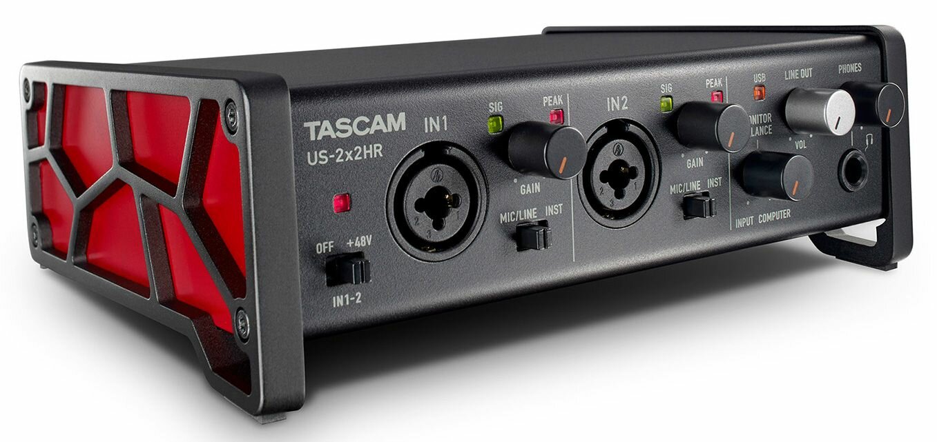 Tascam US-2x2HR - USB аудио интерфейс 24 бит/192 кГц 2x Combo XLR/TRS микр./лин./инстр. входа питание +48 В 2х 1/4" TRS лин. выхода