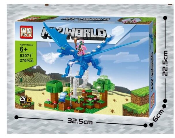 фото Конструктор Майнкрафт "Mine craft" "Нападение на голубом драконе" PRCK (270 шт)