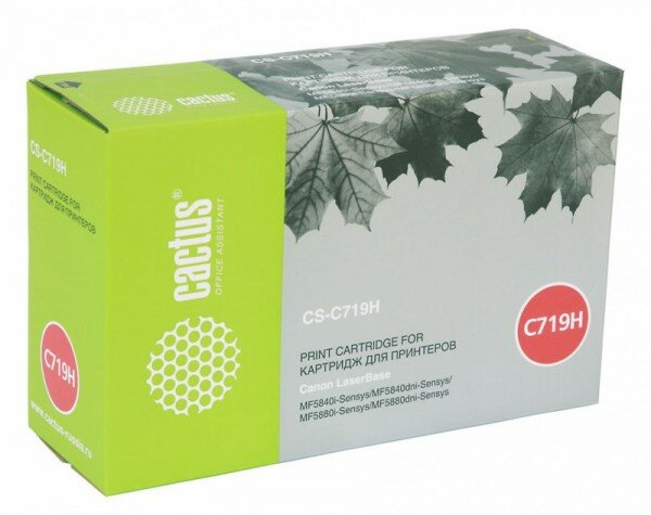 Тонер Картридж Cactus CS-C719H черный для Canon MF5840dni-Sensys/MF5880dni; LBP6300i/6650i (6400стр.) CS-C719H