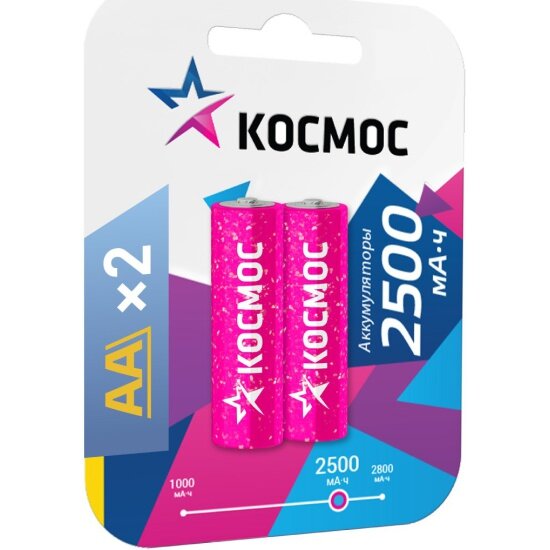 Набор аккумуляторов Космос Электро Космос AA (HR6) 2500 mAh, блистер 2 шт.