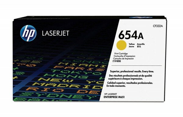 Тонер Картридж HP 654A CF332A желтый для HP CLJ Ent M651n/M651dn/M651xh/M680dn/M680f (15000стр.) CF332A