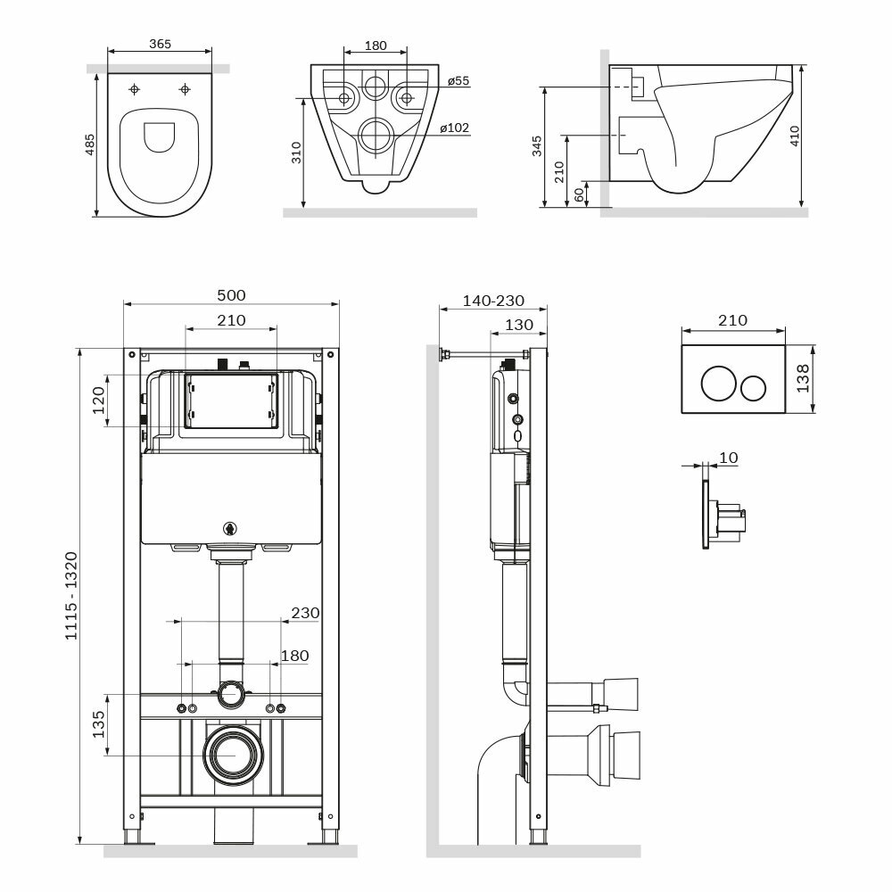 Инсталляция с подвесным унитазом AM.PM Spirit V2.0 IS49051.701700 безободковый, комплект 6 в 1, с сиденьем микролифт - фотография № 5