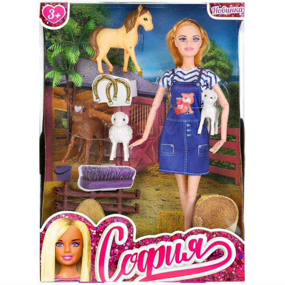 Кукла Карапуз София, 29 см, ферма, руки и ноги сгибаются, аксесс. 2007О502-S-YF