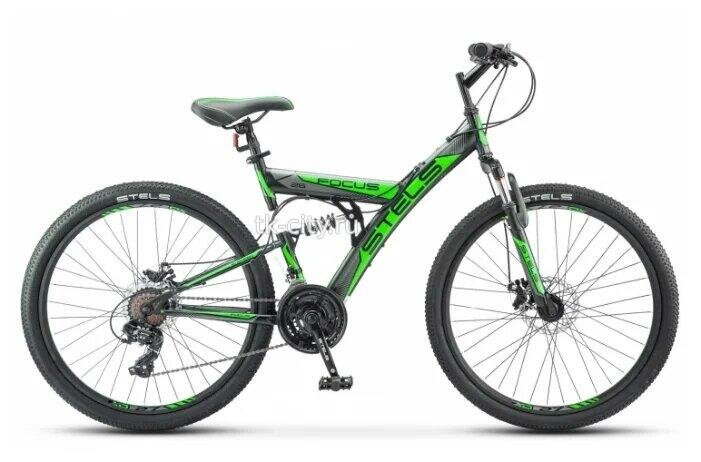 Горный (MTB) велосипед STELS Focus MD 26 21-sp V010 (2018) рама 18" Чёрный/зелёный