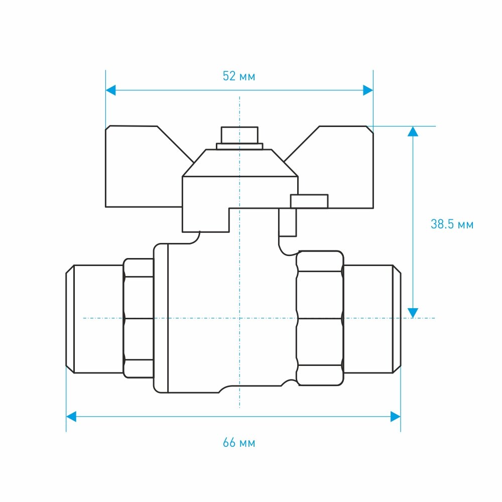 Кран шаровой LD 1/2" РН-РН бабочка - фотография № 2