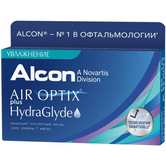 Контактные линзы Alcon Air optix Plus HydraGlyde 3 шт.