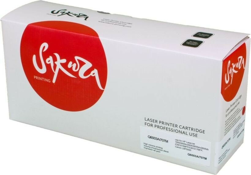 Картридж SAKURA SAQ6003A/707M для LaserJet 1600/2600n/2605/2605dn/2605dtn/CM1015MFP/CM1017MFP, Canon LBP5000, пурпурный, 2000 к.
