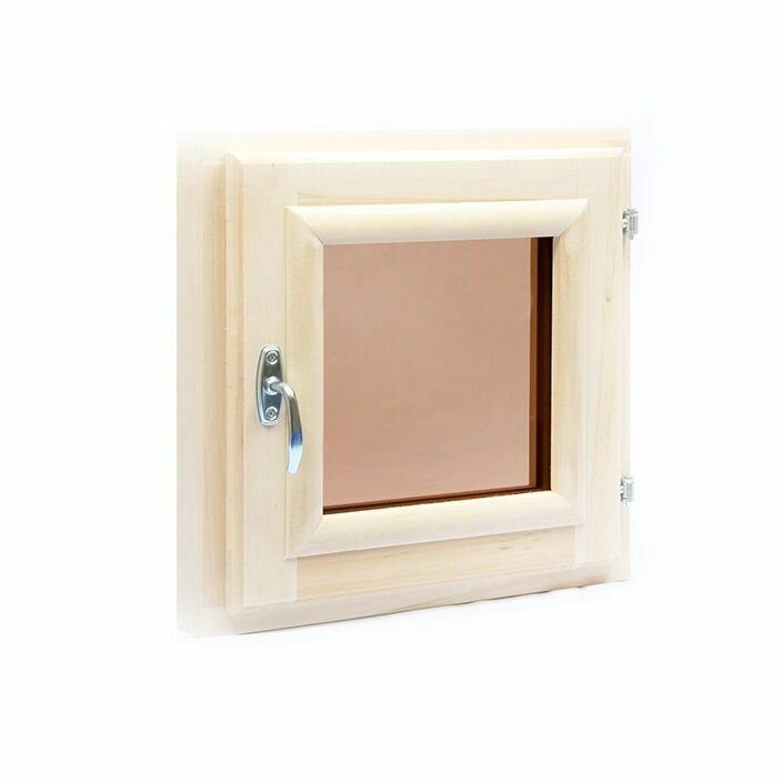 Окно-форточка для бани тонированное двойное стекло 500х500 липа - фотография № 2