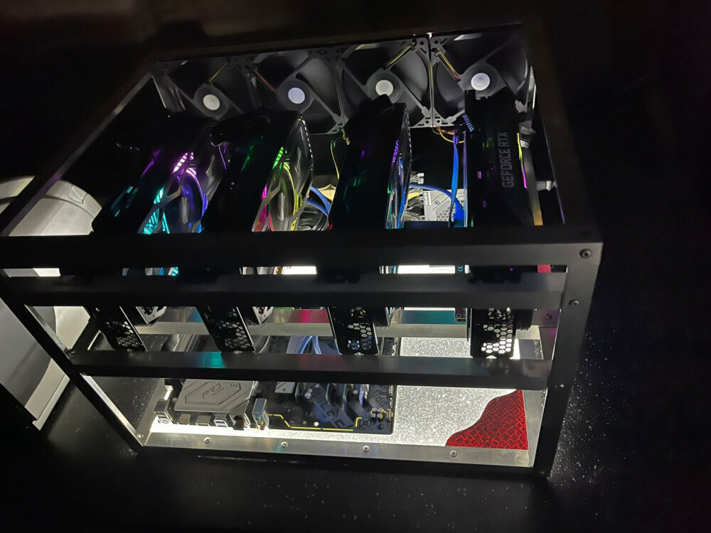 стойка с видеокартами nvidia для майнинга
