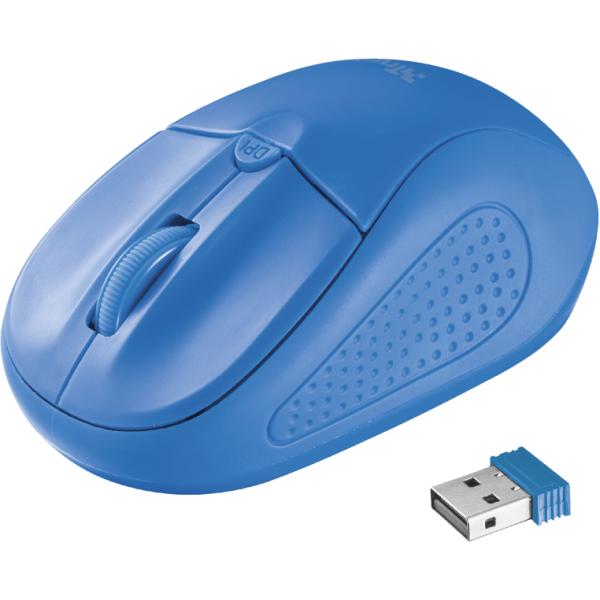 Мышь Trust Wireless Mouse Primo, USB, 800-1600dpi, Blue, подходит под обе руки (20786)