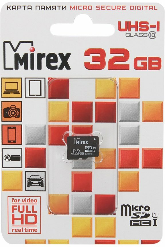 Карта памяти 32Gb MicroSD Mirex Class 10 (13612-MCSUHS32)