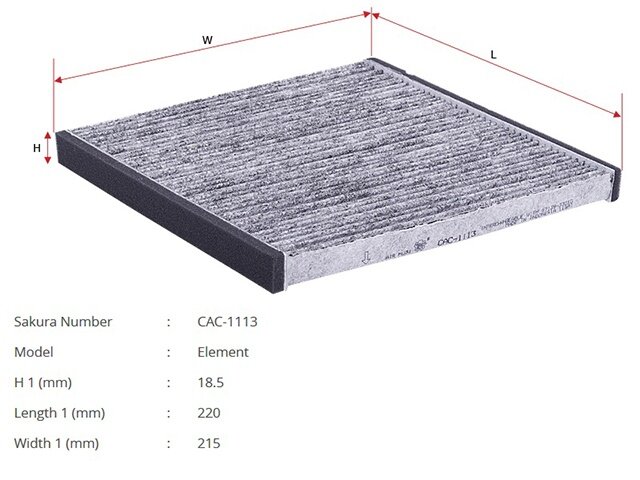 Фильтр салона угольный SAKURA CAC1113 для Lexus ES IV 300 MCV30, RX II 300/330/350/400H XU30, GX470 J120; Toyota Camry XV30