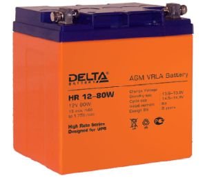 Свинцово- кислотный аккумулятор 20 А\ч, 12В Delta серии HR 12-80W для источников бесперебойного питания