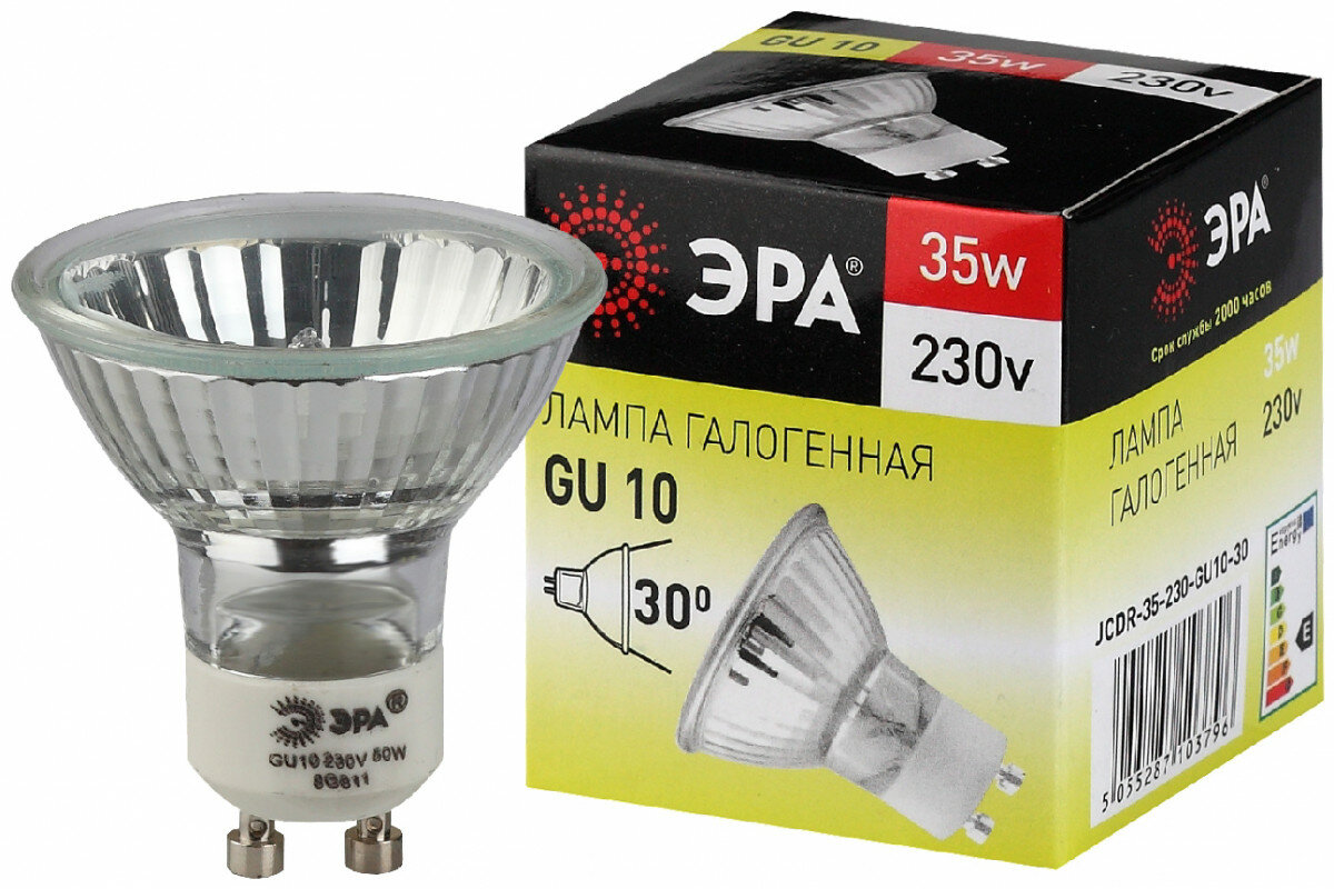 ЭРА Лампа галогенная GU10 35Вт ЭРА GU10-JCDR (MR16) -35W-230V