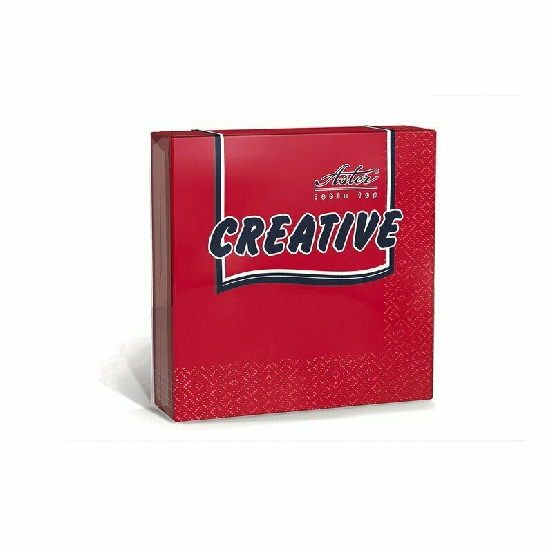 Салфетки бумажные Aster Creative 3-слойные 33x33 см красные с тиснением 20 штук в упаковке, 162097 - фотография № 1