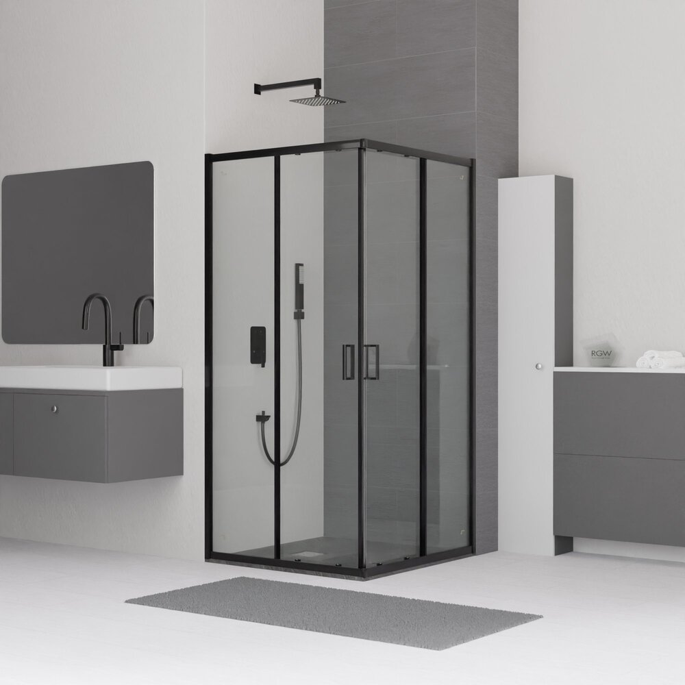 RGW Душевой уголок квадрат 80х80 CL-34B черный профиль RGW
