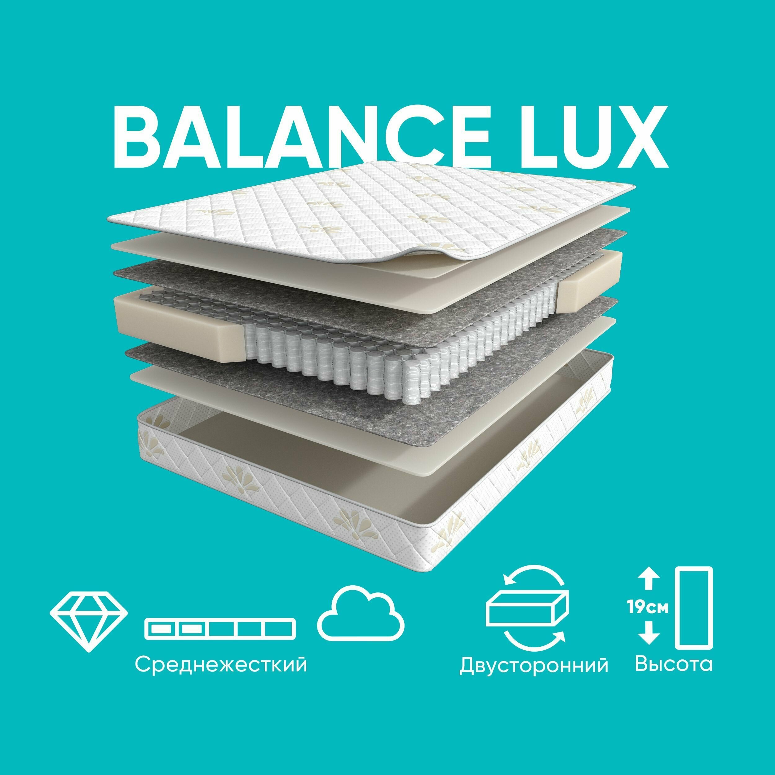 Матрас Аскона Balance Lux 186*200 см. Ортопедический двусторонний матрас с независимыми пружинами повышенной надежности, принимает форму тела