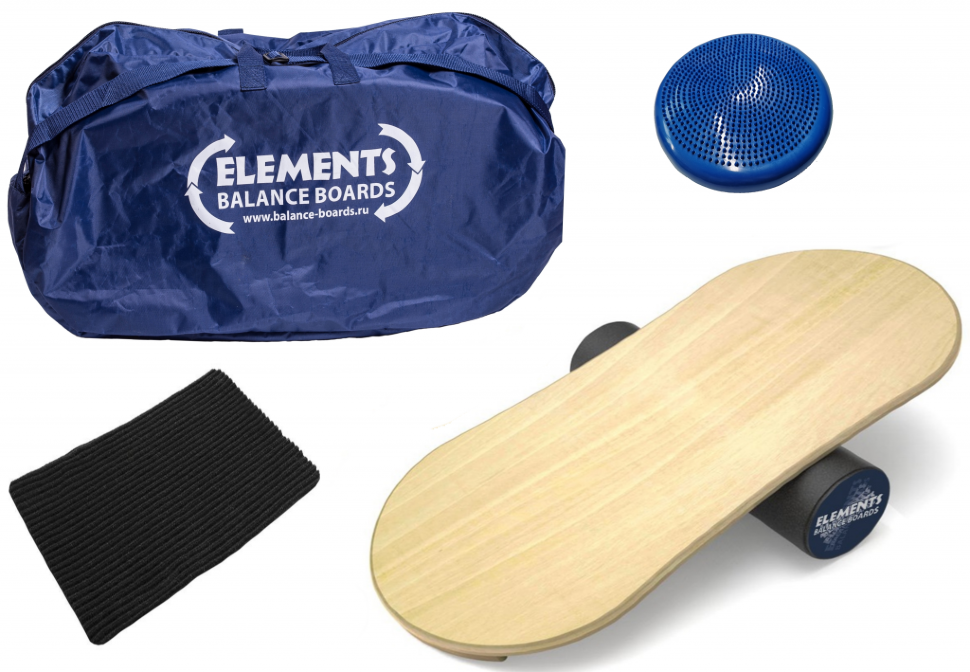 Комплект баланс борд Elements серия Eight без покрытия, коврик, надувной диск равновесия и сумка