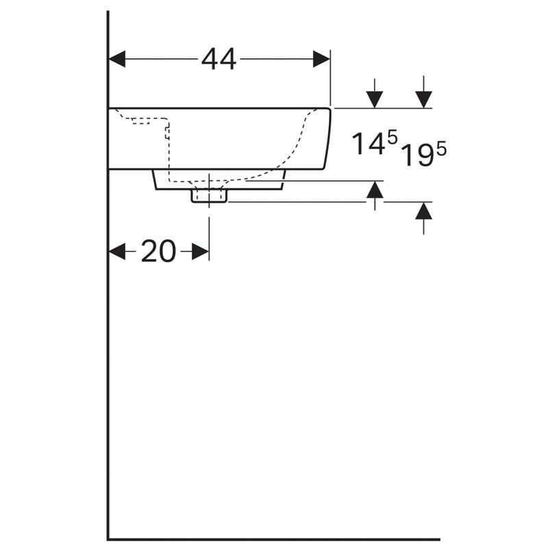 Раковина подвесная Geberit Renova Nr.1 Plan 55x44 222255000 - фотография № 2