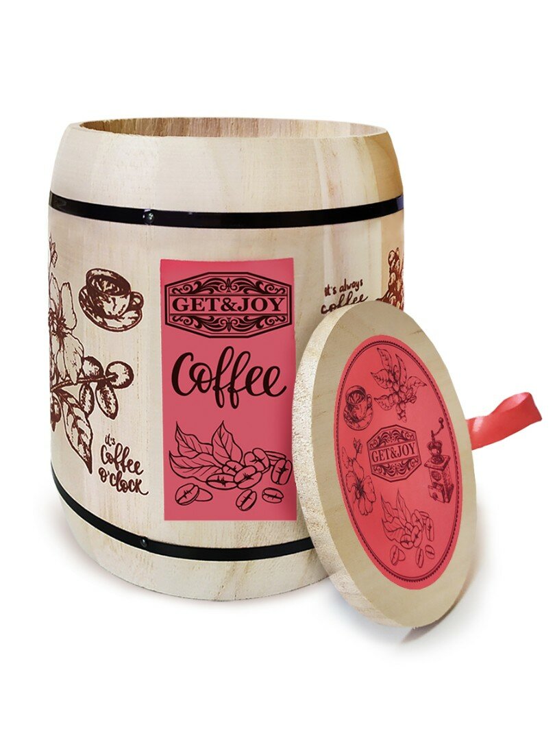 Кофе "Ирландский крем" ТМ "Get&Joy"в деревянном бочонке, розовый (6688), 150 гр - фотография № 2