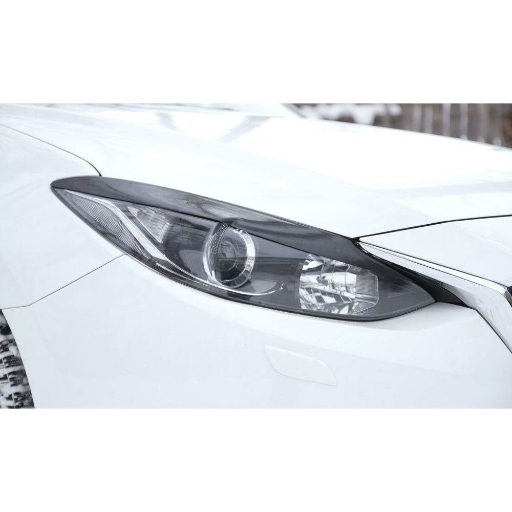 Реснички на фары для Mazda 3 / Мазда 3 2013-2016 автомобильный молдинг, пластиковые накладки на фары брови — фото 12