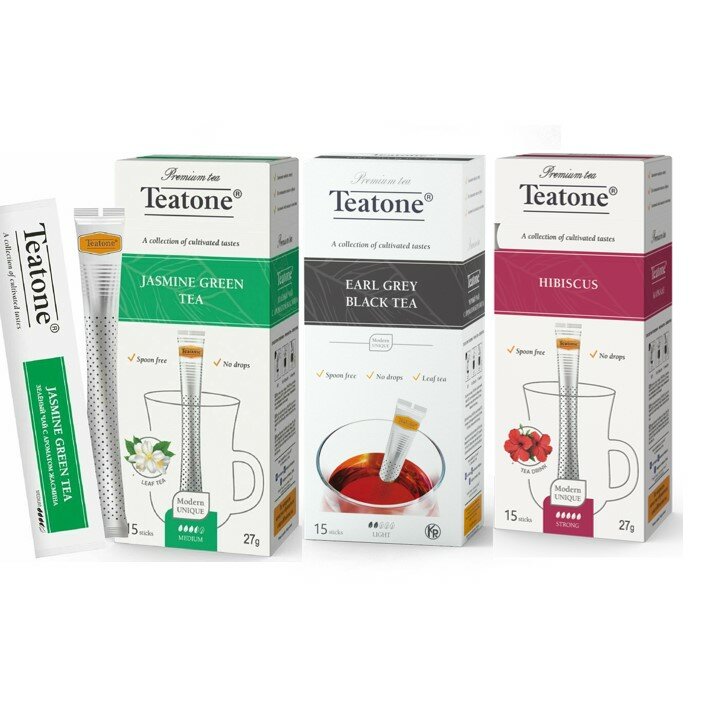 Чайный напиток Teatone со вкусами Earl Grey, jasmine, hibiscus (каркадэ) 3 шт по 15 стиков