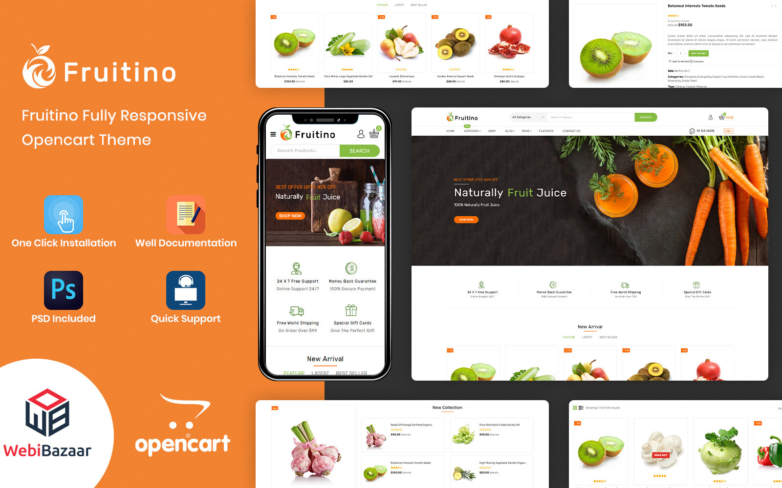 Шаблон OpenCart Fruitino - Food & Grocery Store