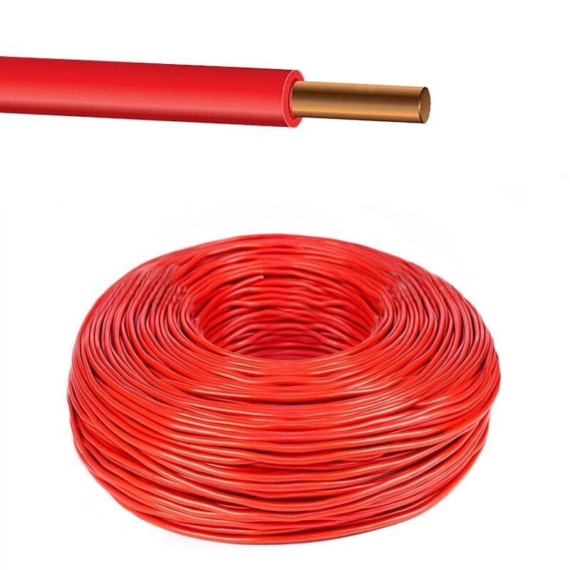 Провод однопроволочный ПУВ ПВ1 1х10 красный(смотка из 5 м)