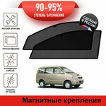 Каркасные шторки LATONIK PREMIUM на Toyota Lite Ace Noah 1 рестайлинг (1998-2001) на передние двери на магнитах с затемнением 90-95% - изображение