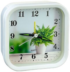 Настольные часы Perfeo Quartz часы-будильник "PF-TC-008", квадратные 9,5х9,5 см, белые