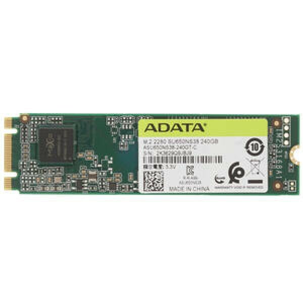 Накопитель SSD M.2 2280 240GB ADATA SU650 Client SSD ASU650NS38-240GT-C SATA 6Gb/s, 550/500, IOPS 80/60K, MTBF 2M, 3D TLC, 140TBW, RTL