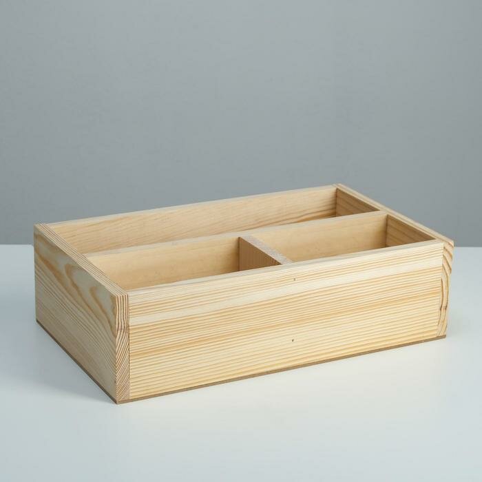 Ящик деревянный 34.5×20.5×10 см подарочный комодик, натуральный - фотография № 1