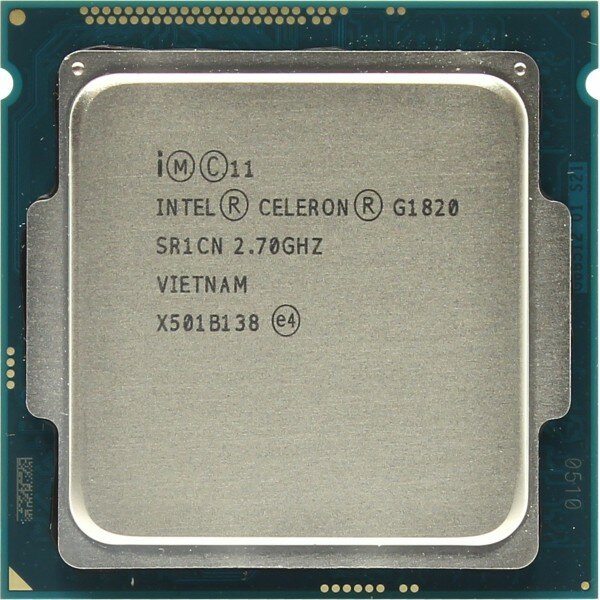 Процессор INTEL CELERON G1820 OEM (Socket 1150. 2-ядерный. 2700 МГц. Haswell. Кэш L2 - 0.5 Мб. Кэш L3 - 2 Мб. Intel HD Graphics. 22 нм. 54 Вт)