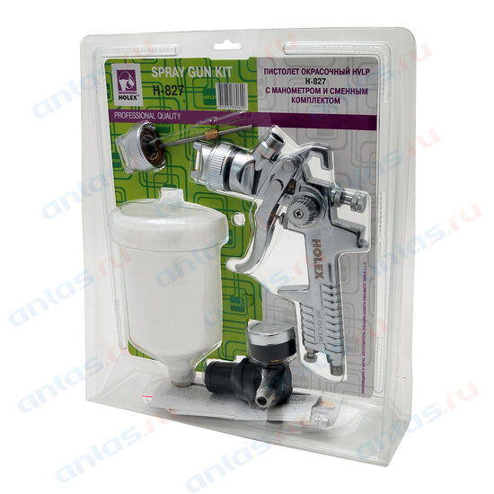 Краскопульт дюза 1,4/1,7 мм верх/б 0,6 л 827 система HVLP в блистере Русский Мастер