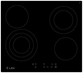 Электрическая варочная панель LEX EVH 642-2 BL, 60 см, встраиваемая, защита от перегрева, индикатор остаточного тепла, кнопка блокировки панели, отключение при выкипании