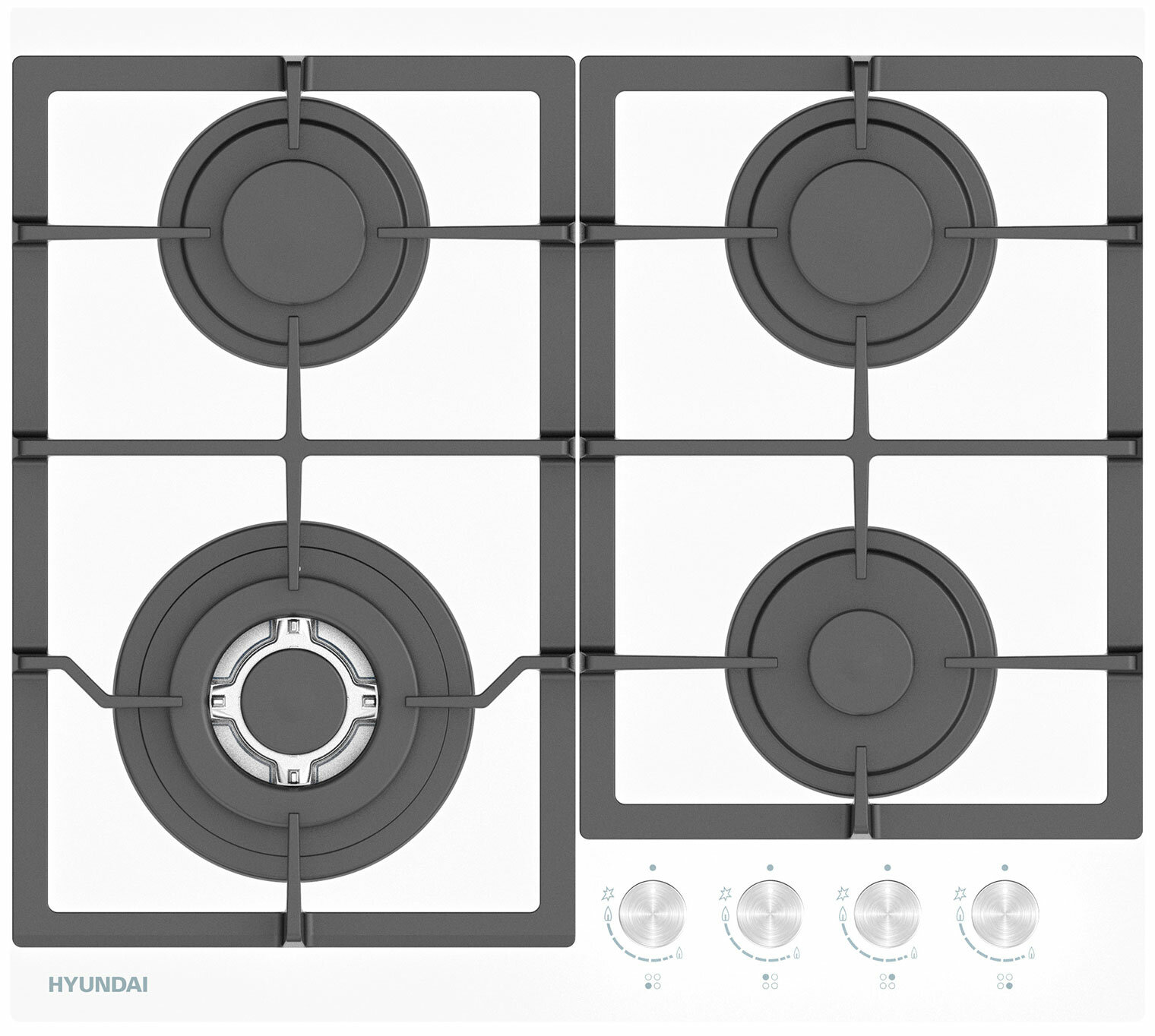 Встраиваемая газовая панель Hyundai HHG 6436 WG White - фотография № 1