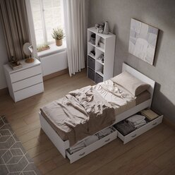 Кровать Виктория 90х200 см. белая с ящиками