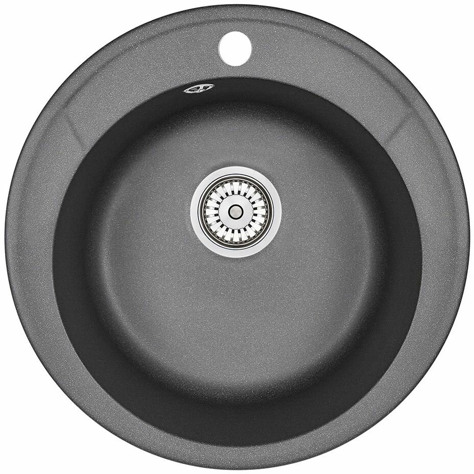 Кухонная мойка кварцевая Granula ST-4802 односекционная круглая, стандарт, чаша D 380, цвет черный (4802bl)