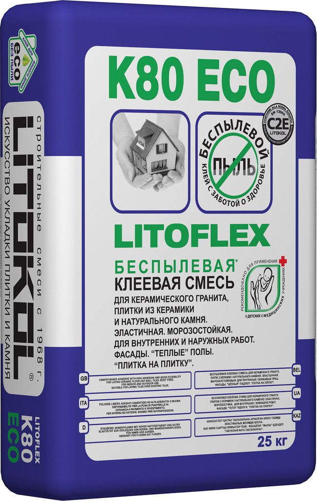 LITOKOL K80 ECO 25 кг. Плиточный клей Litoflex K80